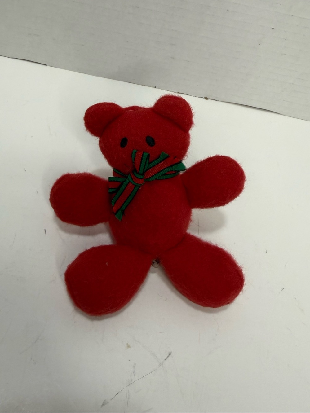 Vintage 1985 Red Miniature Teddy Bear Plush - Christmas Holiday Decor